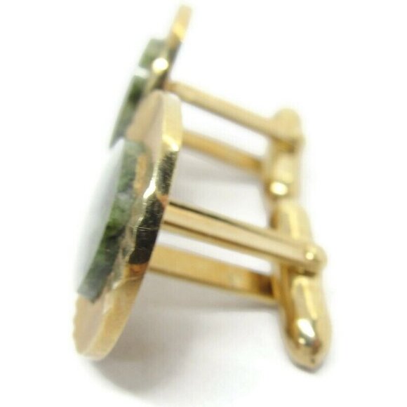 La Mode Vintage Cufflinks Karet Klad  Jade? Round Fluted Design - Picture 3 of 13